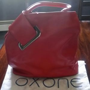 Oxone red leather handbag